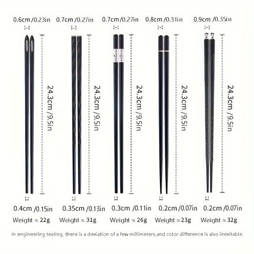 Planet Gates 5 Pairs Black 5 Pairs Reusable Metal Chopsticks Set - Elegant Tableware For Sushi And Asian Cuisine - Perfect Gift For Men And Women