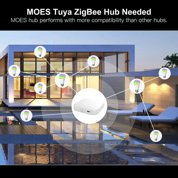 Planet Gates 5 PCs / CHINA MOES 1-9PCS 9W AC90-240V Tuya ZigBee Smart LED Light Bulb RGB E27 Dimmable APP Remote Control Alexa Google Home Voice Control