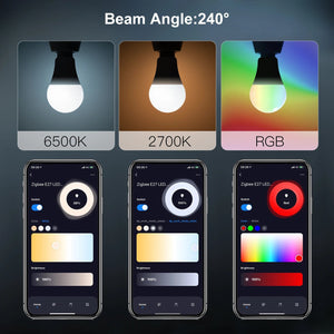 Planet Gates 5 PCs / CHINA MOES 1-9PCS 9W AC90-240V Tuya ZigBee Smart LED Light Bulb RGB E27 Dimmable APP Remote Control Alexa Google Home Voice Control