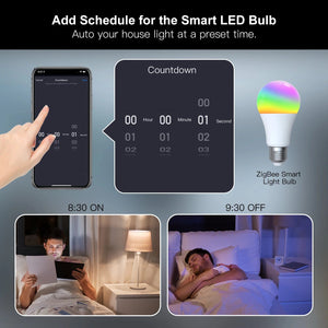 Planet Gates 5 PCs / CHINA MOES 1-9PCS 9W AC90-240V Tuya ZigBee Smart LED Light Bulb RGB E27 Dimmable APP Remote Control Alexa Google Home Voice Control