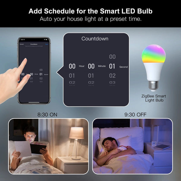 Planet Gates 5 PCs / CHINA MOES 1-9PCS 9W AC90-240V Tuya ZigBee Smart LED Light Bulb RGB E27 Dimmable APP Remote Control Alexa Google Home Voice Control