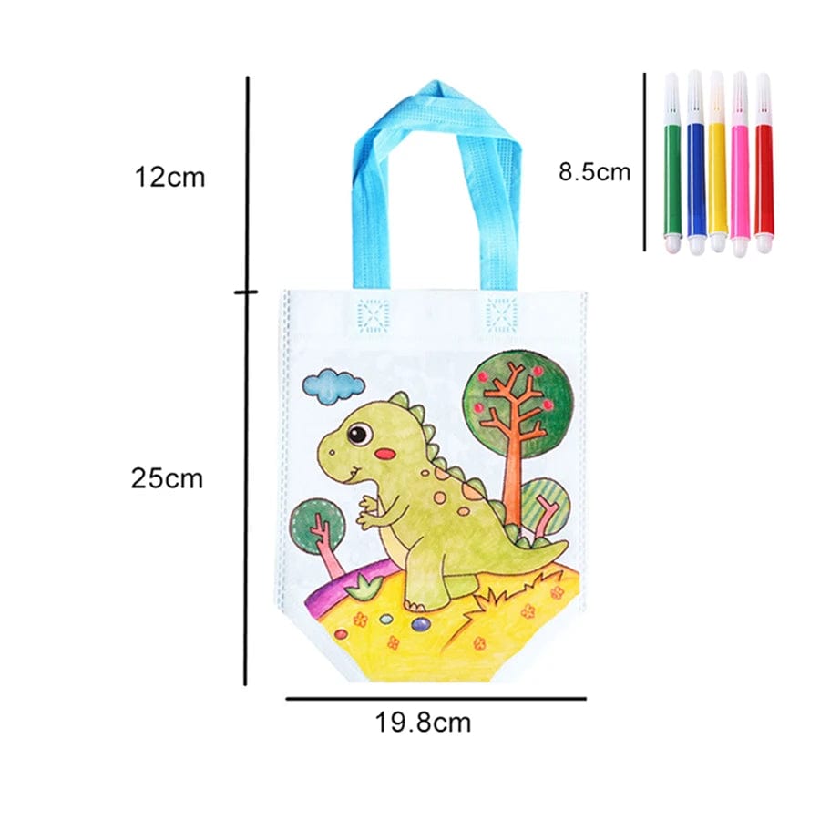 Planet Gates 5 Sets DIY Graffiti Bag & Coloring Markers Handmade Painting Non-Woven Bag for Children Arts Crafts Color Filling Drawing Toy