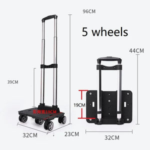 Planet Gates 5 wheels 18kg Portable 4/5 Wheel Trolley Rack Aluminum Alloy Foldable Pullling Rod Carrier for Student Backpack Pet Bag Load Bearing 15kg