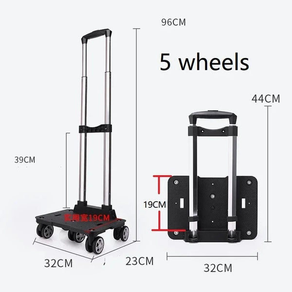 Planet Gates 5 wheels 18kg Portable 4/5 Wheel Trolley Rack Aluminum Alloy Foldable Pullling Rod Carrier for Student Backpack Pet Bag Load Bearing 15kg