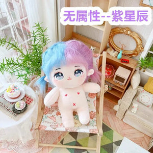 Planet Gates 5 / without skeleton 20cm IDol Doll Skeleton No attributes Star Plush Cotton Dolls Cute long Fried Hair Curly Hair Toys Fans Collection Children Gift