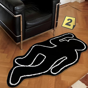 Planet Gates 50.01cm X 119.99cm 1pc Humanoid Area Rug, Black Creative Shadow Motif Carpet, Exquisite Bedside Cushion, Non-fading Non-shedding And Washable Living Room Floor Mat, Comfortable Soft Foot Pad, For Sofa Table
