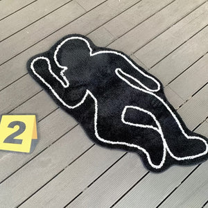 Planet Gates 50.01cm X 119.99cm 1pc Humanoid Area Rug, Black Creative Shadow Motif Carpet, Exquisite Bedside Cushion, Non-fading Non-shedding And Washable Living Room Floor Mat, Comfortable Soft Foot Pad, For Sofa Table