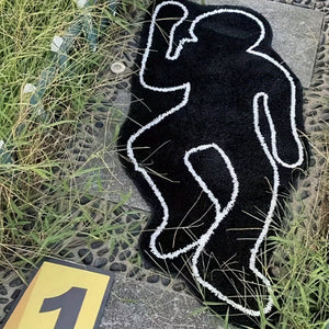 Planet Gates 50.01cm X 119.99cm 1pc Humanoid Area Rug, Black Creative Shadow Motif Carpet, Exquisite Bedside Cushion, Non-fading Non-shedding And Washable Living Room Floor Mat, Comfortable Soft Foot Pad, For Sofa Table