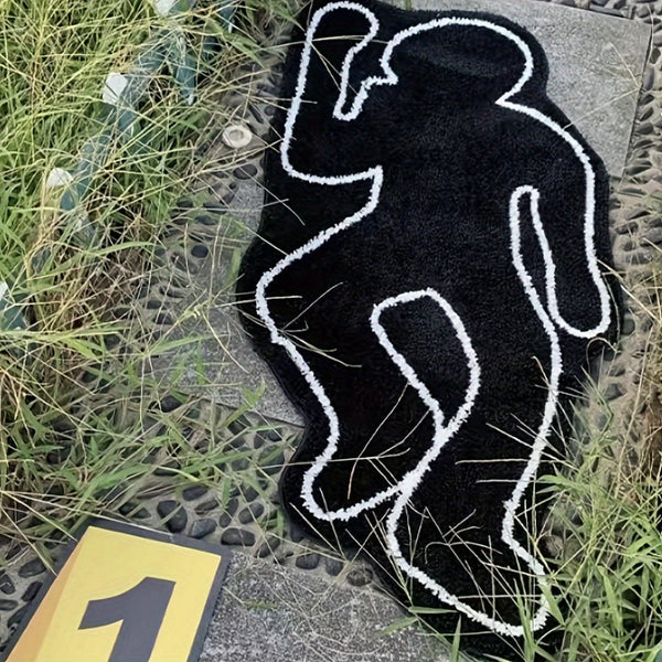 Planet Gates 50.01cm X 119.99cm 1pc Humanoid Area Rug, Black Creative Shadow Motif Carpet, Exquisite Bedside Cushion, Non-fading Non-shedding And Washable Living Room Floor Mat, Comfortable Soft Foot Pad, For Sofa Table