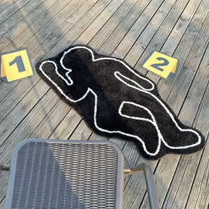 Planet Gates 50.01cm X 119.99cm 1pc Humanoid Area Rug, Black Creative Shadow Motif Carpet, Exquisite Bedside Cushion, Non-fading Non-shedding And Washable Living Room Floor Mat, Comfortable Soft Foot Pad, For Sofa Table