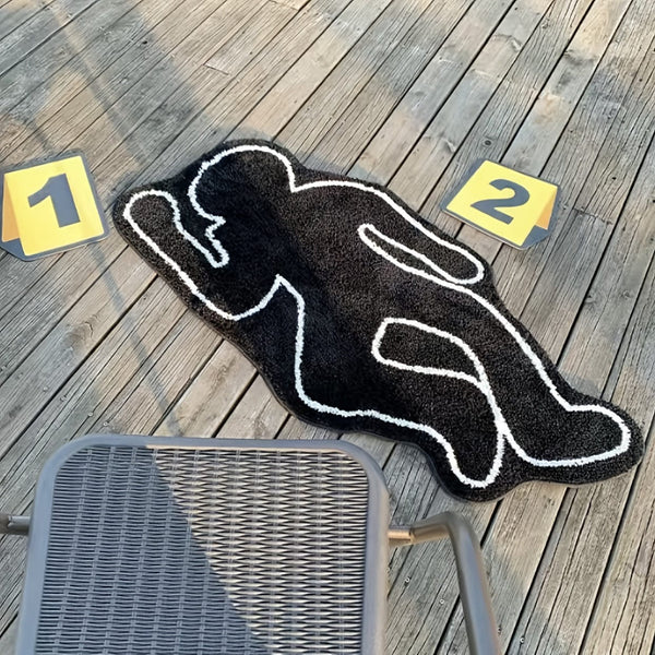 Planet Gates 50.01cm X 119.99cm 1pc Humanoid Area Rug, Black Creative Shadow Motif Carpet, Exquisite Bedside Cushion, Non-fading Non-shedding And Washable Living Room Floor Mat, Comfortable Soft Foot Pad, For Sofa Table