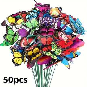 Planet Gates 50 10/20/30/50pcs, Stereo Butterfly Ornaments Garden And Yard Butterfly Ornaments Butterfly Decoration Stakes Lawn And Garden Decorations For Lawn Garden Yard Patio Butterfly Decor