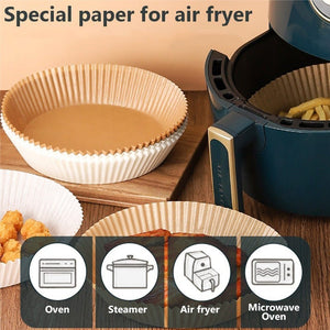 Planet Gates 50/100pcs, Air Fryer Disposable Paper Liner, Air Fryer Disposable Liners, Non-Stick Airfryer Baking Papers, Round Air-Fryer Paper Liners, Non-stick Parchment Paper For Baking Roasting Microwave, Kitchen Accessories, Tools