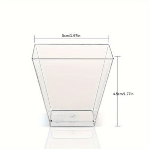 Planet Gates 50/100pcs Clear Plastic Dessert Cups, Square Mousse Pudding Yogurt Cups, Suitable For Cakes, Ice Cream, Appetizers, For Party & Wedding Gatherings, Party Supplies, Tableware Accessories