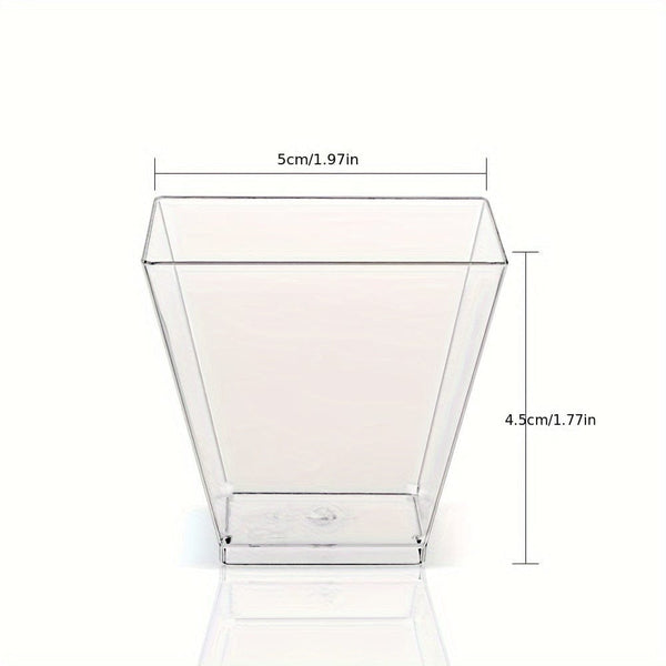 Planet Gates 50/100pcs Clear Plastic Dessert Cups, Square Mousse Pudding Yogurt Cups, Suitable For Cakes, Ice Cream, Appetizers, For Party & Wedding Gatherings, Party Supplies, Tableware Accessories