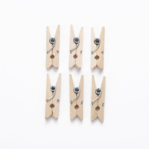Planet Gates 50/100pcs Mini Natural Wooden Clips, 25mm Photo Clips, Craft Decoration Clips, Socks Clothes Drying Pins Clips, Household Clothespins