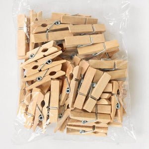 Planet Gates 50/100pcs Mini Natural Wooden Clips, 25mm Photo Clips, Craft Decoration Clips, Socks Clothes Drying Pins Clips, Household Clothespins