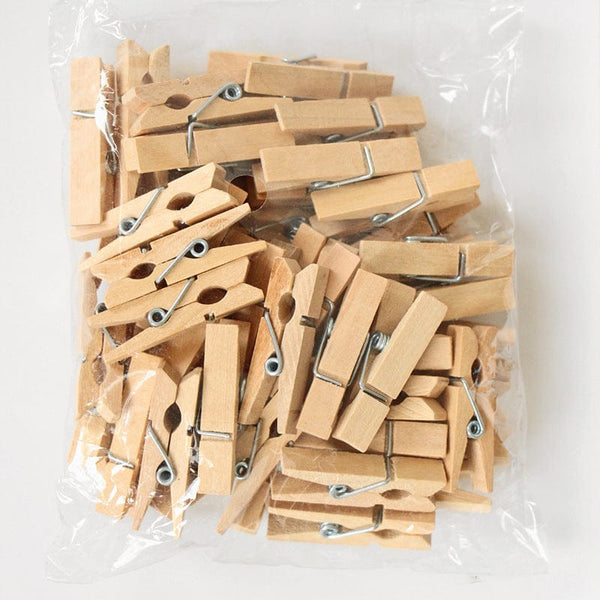 Planet Gates 50/100pcs Mini Natural Wooden Clips, 25mm Photo Clips, Craft Decoration Clips, Socks Clothes Drying Pins Clips, Household Clothespins
