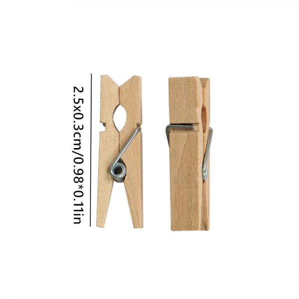 Planet Gates 50/100pcs Mini Natural Wooden Clips, 25mm Photo Clips, Craft Decoration Clips, Socks Clothes Drying Pins Clips, Household Clothespins