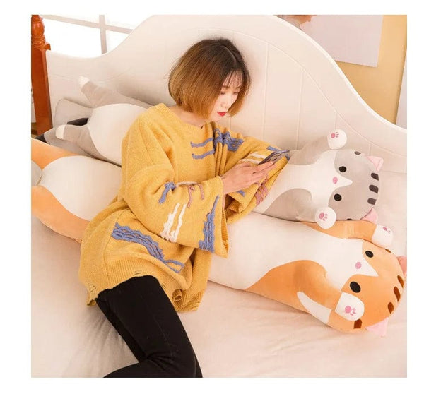 Planet Gates 50-130CM Cute Soft Long Cat Boyfriend Pillow Plush Toys Stuffed Pause Office Nap Sleep Pillow Cushion Gift Doll for Kids Girls