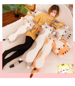 Planet Gates 50-130CM Cute Soft Long Cat Boyfriend Pillow Plush Toys Stuffed Pause Office Nap Sleep Pillow Cushion Gift Doll for Kids Girls