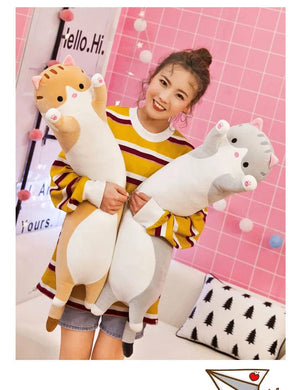 Planet Gates 50-130CM Cute Soft Long Cat Boyfriend Pillow Plush Toys Stuffed Pause Office Nap Sleep Pillow Cushion Gift Doll for Kids Girls