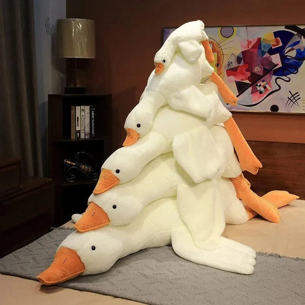 Planet Gates 50-190cm Cute Big White Goose Plush Toys Kawaii Huge Duck Sleep Pillow Cushion Soft Stuffed Animal Doll Birthday Gift for Kids