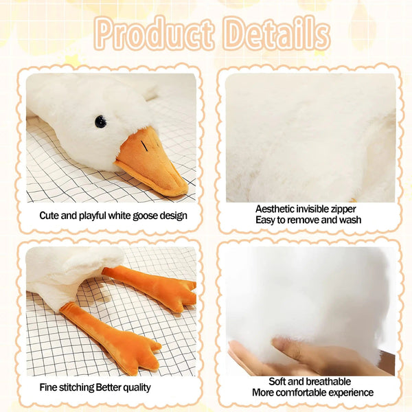 Planet Gates 50-190cm Cute Big White Goose Plush Toys Kawaii Huge Duck Sleep Pillow Cushion Soft Stuffed Animal Doll Birthday Gift for Kids