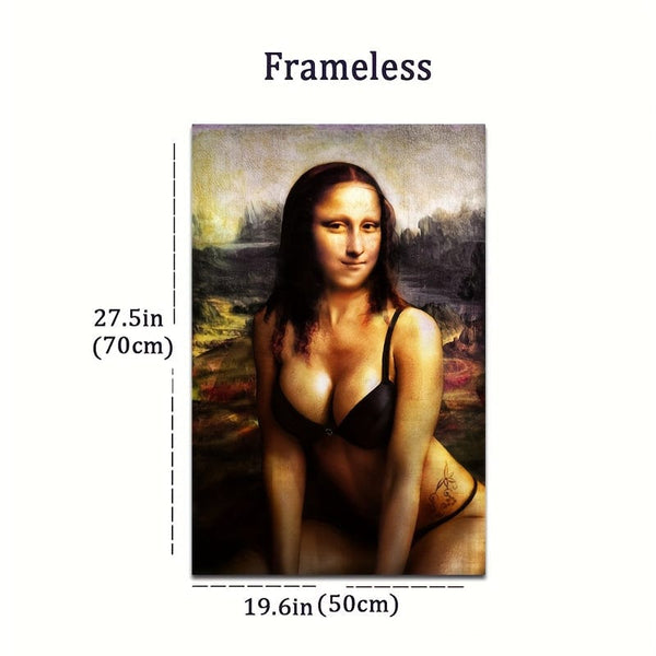 Planet Gates 50*70cm/19.6*27.5in Frameless 1pc Unframed Canvas Poster, Modern Art, Funny Mona Lisa Poster, Ideal Gift For Bedroom Living Room Corridor, Wall Art, Wall Decor, Winter Decor, Room Decoration