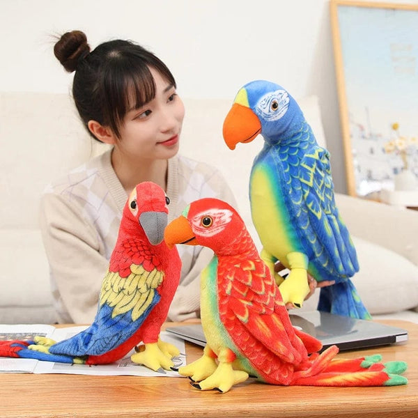 Planet Gates 50/70cm Cute Lifelike Parrot Plush Stuffed Animal Toy Soft Kawaii Simulation Bird Dolls for Children Girls Baby Birthday Gift
