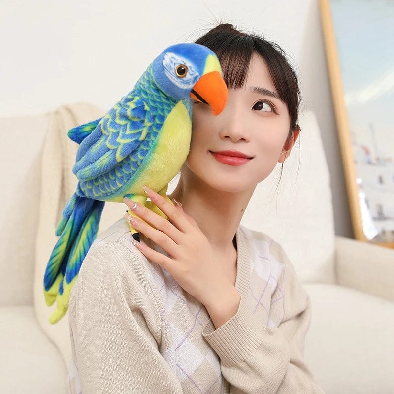 Planet Gates 50/70cm Cute Lifelike Parrot Plush Stuffed Animal Toy Soft Kawaii Simulation Bird Dolls for Children Girls Baby Birthday Gift