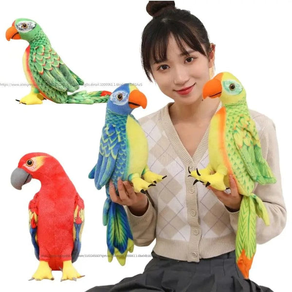 Planet Gates 50/70cm Cute Lifelike Parrot Plush Stuffed Animal Toy Soft Kawaii Simulation Bird Dolls for Children Girls Baby Birthday Gift