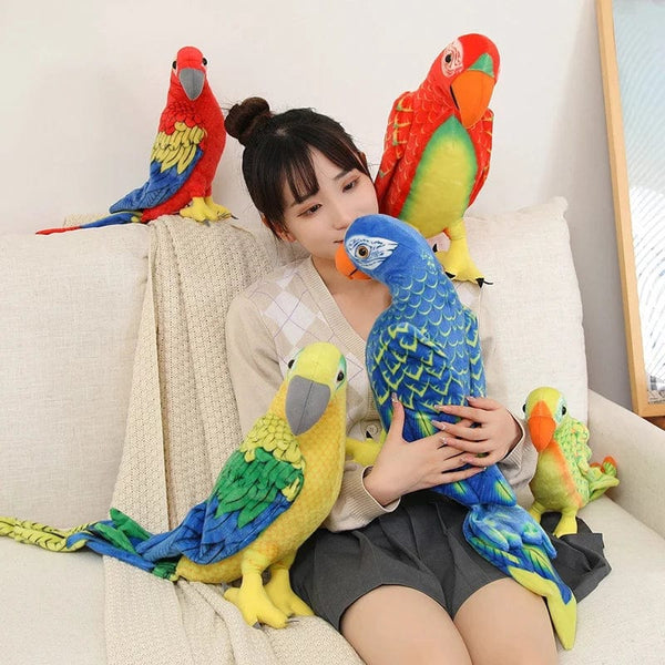 Planet Gates 50/70cm Cute Lifelike Parrot Plush Stuffed Animal Toy Soft Kawaii Simulation Bird Dolls for Children Girls Baby Birthday Gift