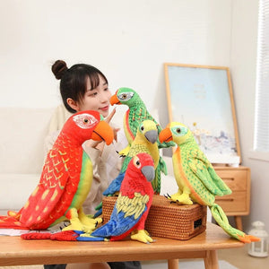 Planet Gates 50/70cm Cute Lifelike Parrot Plush Stuffed Animal Toy Soft Kawaii Simulation Bird Dolls for Children Girls Baby Birthday Gift