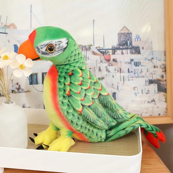 Planet Gates 50/70cm Cute Lifelike Parrot Plush Stuffed Animal Toy Soft Kawaii Simulation Bird Dolls for Children Girls Baby Birthday Gift