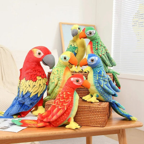 Planet Gates 50/70cm Cute Lifelike Parrot Plush Stuffed Animal Toy Soft Kawaii Simulation Bird Dolls for Children Girls Baby Birthday Gift