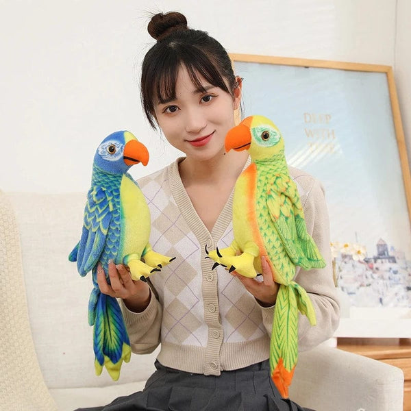 Planet Gates 50/70cm Cute Lifelike Parrot Plush Stuffed Animal Toy Soft Kawaii Simulation Bird Dolls for Children Girls Baby Birthday Gift