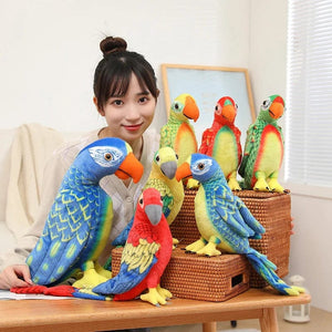 Planet Gates 50/70cm Cute Lifelike Parrot Plush Stuffed Animal Toy Soft Kawaii Simulation Bird Dolls for Children Girls Baby Birthday Gift