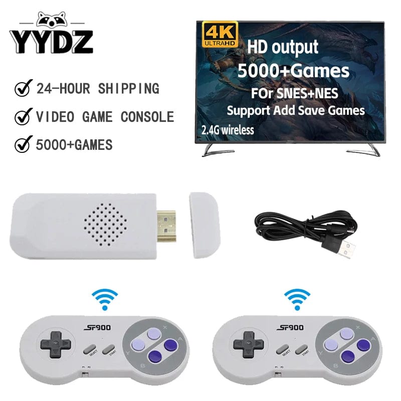 Planet Gates 5000 Games SF900 Video Game Console SNES NES Built in 5000 Games HDMI Video TV Game Stick 2.4G Wireless Controller Handheld Game Console