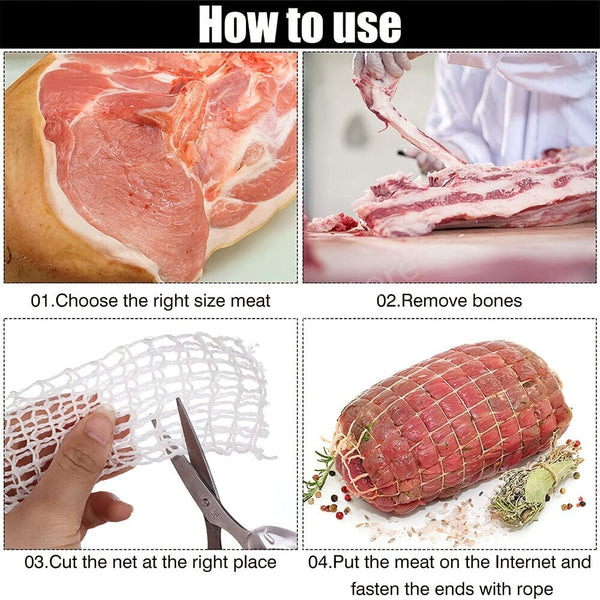 Planet Gates 500cm/196.85in Meat Net 1pc 5m Meat Netting Roll Elastic Ham Sausage Net Butcher's String Hot Dog Sausage Packaging Net Kitchen Accesories Meat Cooking Tool