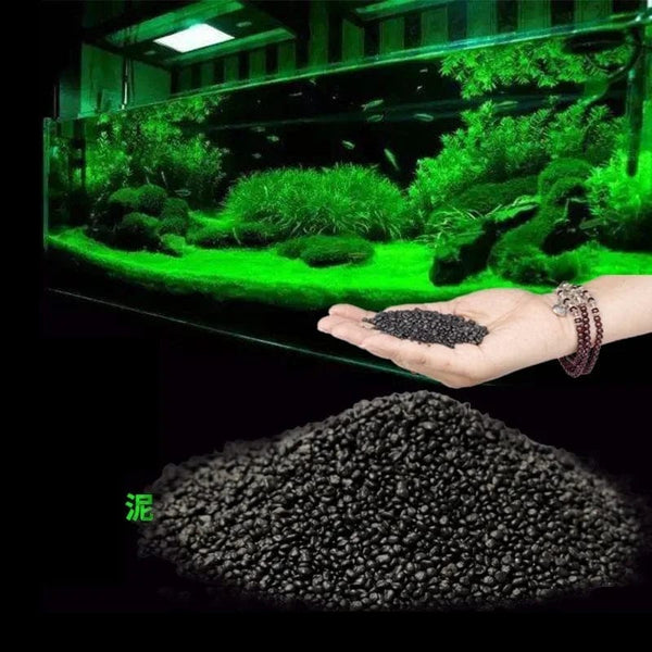 Planet Gates 500g 500g Fish Tank Water Plant Fertility Substrate Sand Aquarium Plant Soil Black Clay Gravel for Natural Planted Water Moss Plants