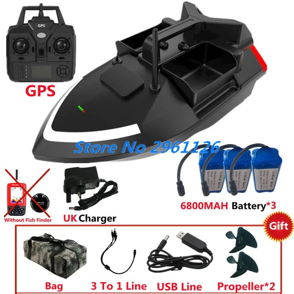 Planet Gates 500M 40GPS Point Remote Control Fishing Boat 2KG Load 6Hours LCD Display GPS Auto Return Cruise 3 Hopper High Speed RC Bait Boat