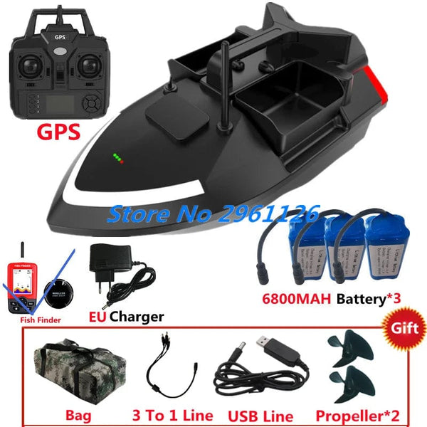 Planet Gates 500M 40GPS Point Remote Control Fishing Boat 2KG Load 6Hours LCD Display GPS Auto Return Cruise 3 Hopper High Speed RC Bait Boat