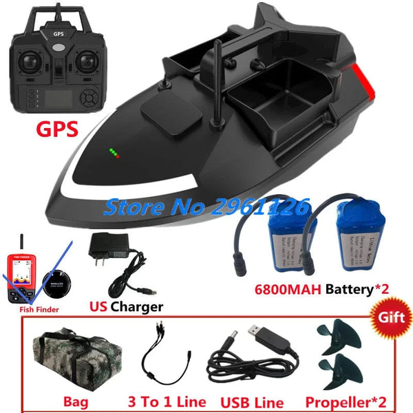 Planet Gates 500M 40GPS Point Remote Control Fishing Boat 2KG Load 6Hours LCD Display GPS Auto Return Cruise 3 Hopper High Speed RC Bait Boat