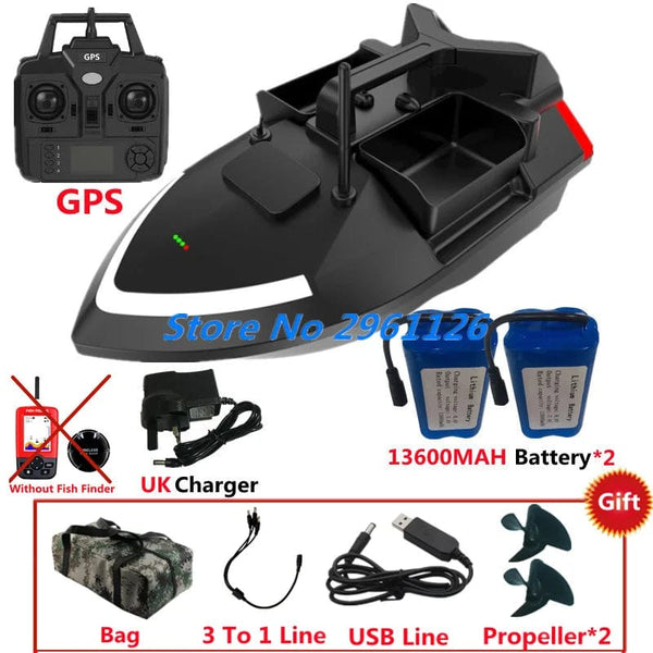 Planet Gates 500M 40GPS Point Remote Control Fishing Boat 2KG Load 6Hours LCD Display GPS Auto Return Cruise 3 Hopper High Speed RC Bait Boat