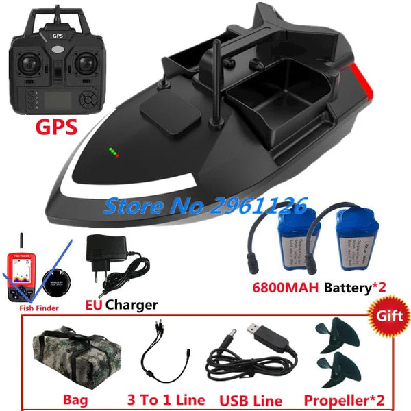 Planet Gates 500M 40GPS Point Remote Control Fishing Boat 2KG Load 6Hours LCD Display GPS Auto Return Cruise 3 Hopper High Speed RC Bait Boat