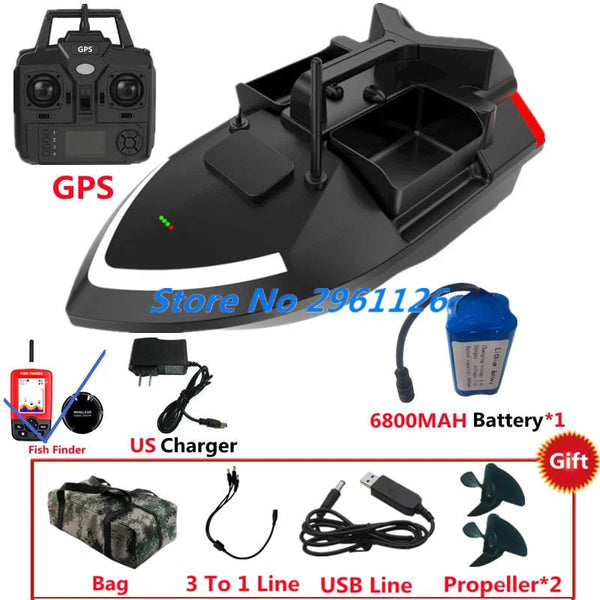 Planet Gates 500M 40GPS Point Remote Control Fishing Boat 2KG Load 6Hours LCD Display GPS Auto Return Cruise 3 Hopper High Speed RC Bait Boat