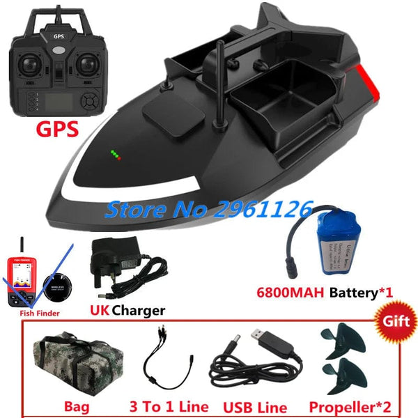 Planet Gates 500M 40GPS Point Remote Control Fishing Boat 2KG Load 6Hours LCD Display GPS Auto Return Cruise 3 Hopper High Speed RC Bait Boat