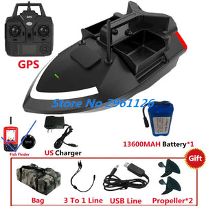 Planet Gates 500M 40GPS Point Remote Control Fishing Boat 2KG Load 6Hours LCD Display GPS Auto Return Cruise 3 Hopper High Speed RC Bait Boat