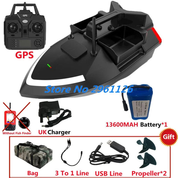 Planet Gates 500M 40GPS Point Remote Control Fishing Boat 2KG Load 6Hours LCD Display GPS Auto Return Cruise 3 Hopper High Speed RC Bait Boat